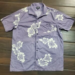 Billabong button down shirt mens XL purple short sleeve floral